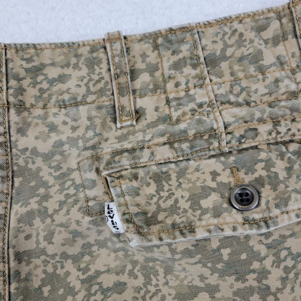 Levis Cargo Camo Shorts Mens 32 Cotton‎ Military Distressed Army Green READ